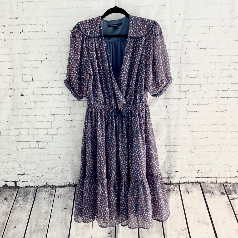 French Connection SZ 8 Purple Floral Prairie Dress